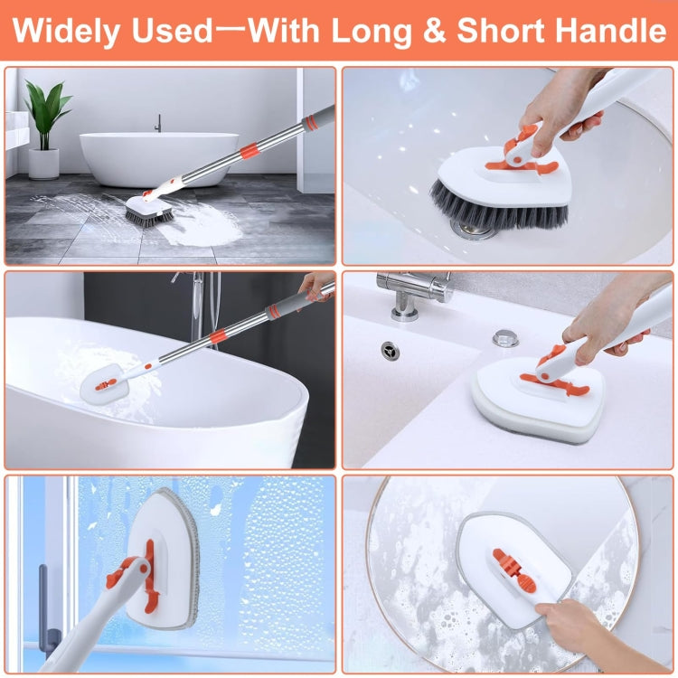 Shower Cleaning Brush With 52 Inch Adjustable Handle Tub Tile Scrubber Brush, Spec: Set 1 - Handheld Cleaner & Mops by buy2fix | Online Shopping UK | buy2fix