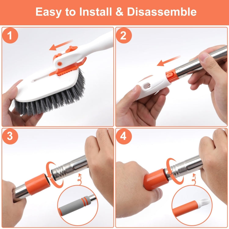 Shower Cleaning Brush With 52 Inch Adjustable Handle Tub Tile Scrubber Brush, Spec: Set 1 - Handheld Cleaner & Mops by buy2fix | Online Shopping UK | buy2fix