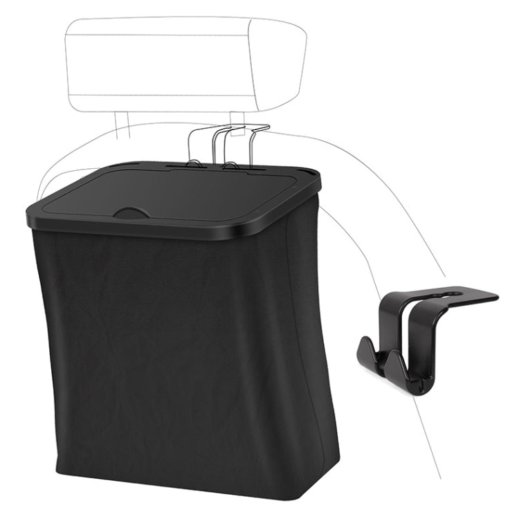 Car Rear Seat Foldable Large Capacity Hanging Waterproof Trash Can(Black) by buy2fix