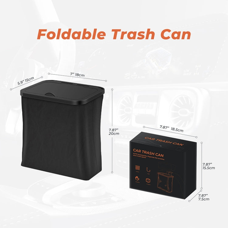 Car Rear Seat Foldable Large Capacity Hanging Waterproof Trash Can(Black) by buy2fix