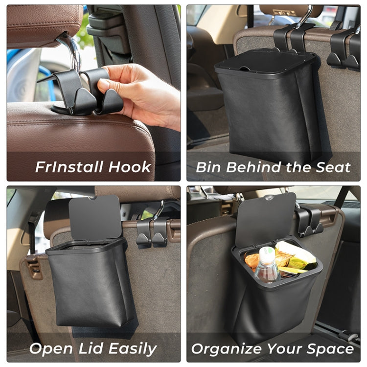 Car Rear Seat Foldable Large Capacity Hanging Waterproof Trash Can(Black) by buy2fix