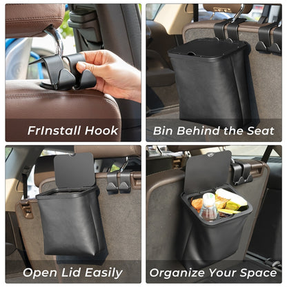 Car Rear Seat Foldable Large Capacity Hanging Waterproof Trash Can(Black) by buy2fix