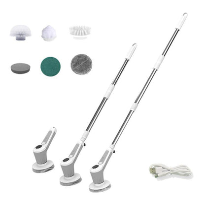 6 In 1 Automatic Water Spray Electric Spin Scrubber 53 Inch Cordless Rechargeable Cleaning Brush by buy2fix