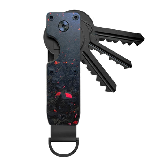 Compact Key Organizer Metal Key Chain Can Hold 2-6 Keys Red Forged Carbon by buy2fix