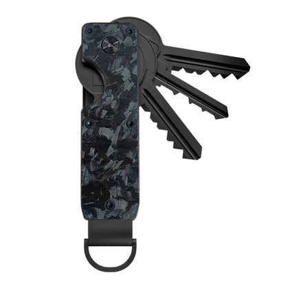 Compact Key Organizer Metal Key Chain Can Hold 2-6 Keys Black Forged Carbon by buy2fix