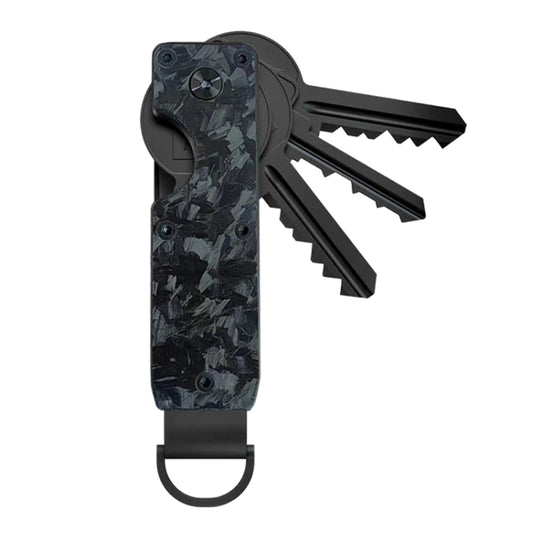 Compact Key Organizer Metal Key Chain Can Hold 2-6 Keys Black Forged Carbon by buy2fix