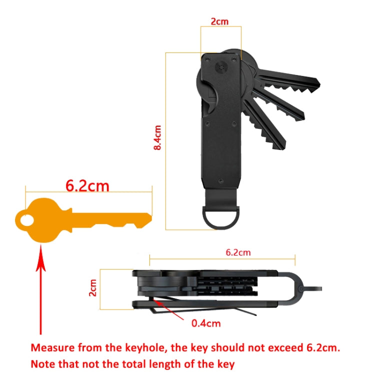 Compact Key Organizer Metal Key Chain Can Hold 2-6 Keys Gray by buy2fix