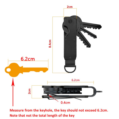 Compact Key Organizer Metal Key Chain Can Hold 2-6 Keys Gray by buy2fix