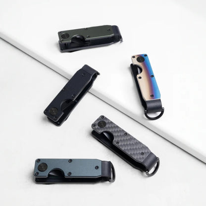 Compact Key Organizer Metal Key Chain Can Hold 2-6 Keys Blue Forged Carbon by buy2fix