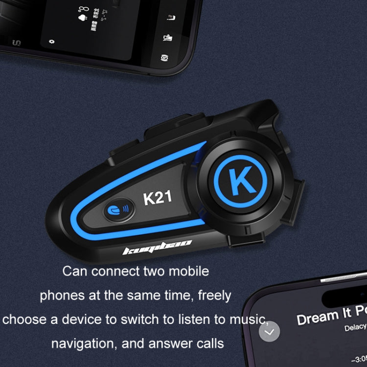 KUQIBAO Motorcycle Helmet Long-lasting Waterproof Bluetooth-compatible Headset with Light(Hard Microphone) - Motorcycle Walkie Talkie by KUQIBAO | Online Shopping UK | buy2fix