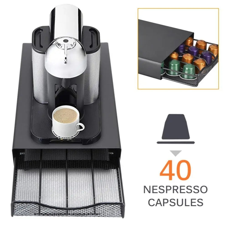 For Small Nespresso OASISWJ Drawer Type 40pcs Coffee Capsule Holder(Black) - Coffee Machine Parts by buy2fix | Online Shopping UK | buy2fix