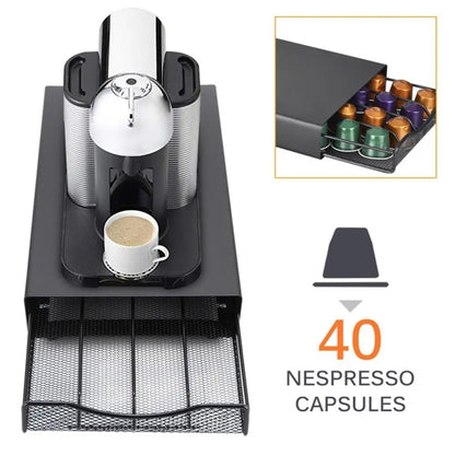 For Small Nespresso OASISWJ Drawer Type 40pcs Coffee Capsule Holder(Black) - Coffee Machine Parts by buy2fix | Online Shopping UK | buy2fix