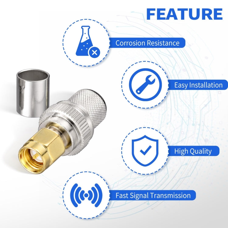 10pcs /Pack SMA Male Crimp Connector Kit For LMR-400 / RG8 / RG213 / Belden-9913 SMA Extension Cable by buy2fix