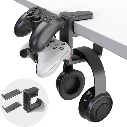 360 Degree Rotation Headset Bracket With Game Handle Organizer(Black) by buy2fix
