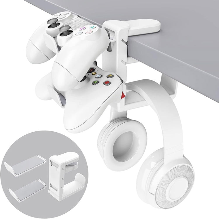360 Degree Rotation Headset Bracket With Game Handle Organizer(White) by buy2fix