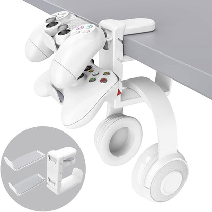 360 Degree Rotation Headset Bracket With Game Handle Organizer(White) by buy2fix