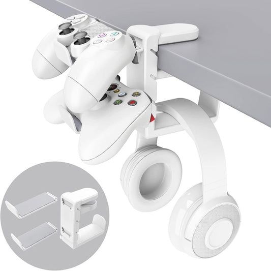360 Degree Rotation Headset Bracket With Game Handle Organizer(White) by buy2fix