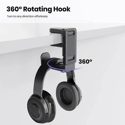 360 Degree Rotation Headset Bracket With Game Handle Organizer(Black) by buy2fix