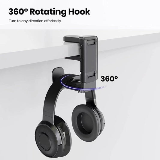 360 Degree Rotation Headset Bracket With Game Handle Organizer(Black) by buy2fix