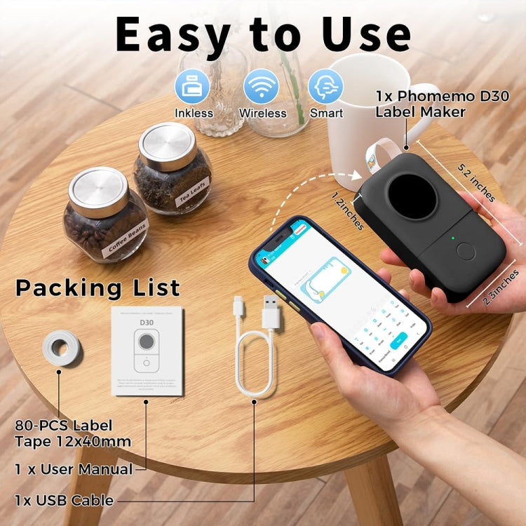 Phomemo D30 Thermal Label Printer Portable Bluetooth Mini Label Maker Machine With 3 Rolls Paper Pink - Receipt Printers by Phomemo | Online Shopping UK | buy2fix