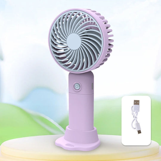 Desktop USB Charging Small Fan Portable Cell Phone Holder Handheld Fan(Purple)