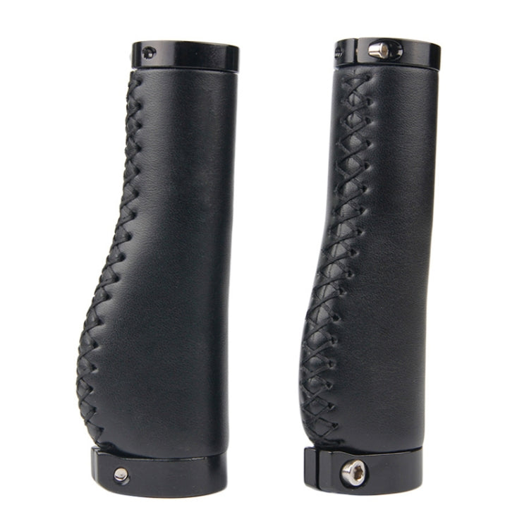 1pair Bicycle Non-Slip Leather Handlebar Grips Mountain Bike Vintage Handlebar Protector(Black) - Bicycle Grips by buy2fix | Online Shopping UK | buy2fix