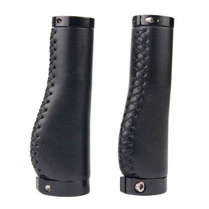 1pair Bicycle Non-Slip Leather Handlebar Grips Mountain Bike Vintage Handlebar Protector(Black) - Bicycle Grips by buy2fix | Online Shopping UK | buy2fix