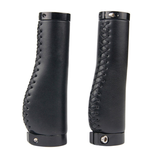 1pair Bicycle Non-Slip Leather Handlebar Grips Mountain Bike Vintage Handlebar Protector(Black) - Bicycle Grips by buy2fix | Online Shopping UK | buy2fix