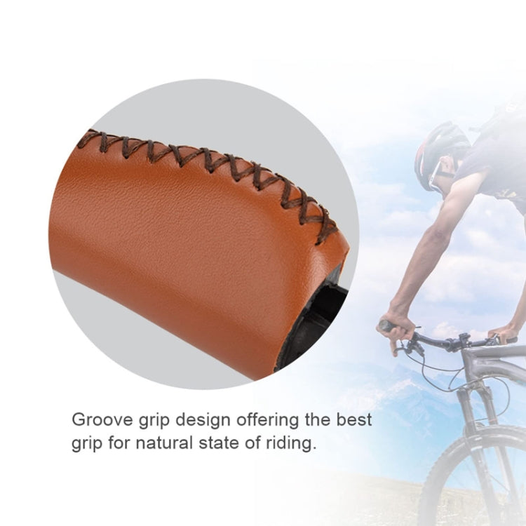 1pair Bicycle Non-Slip Leather Handlebar Grips Mountain Bike Vintage Handlebar Protector(Black) - Bicycle Grips by buy2fix | Online Shopping UK | buy2fix