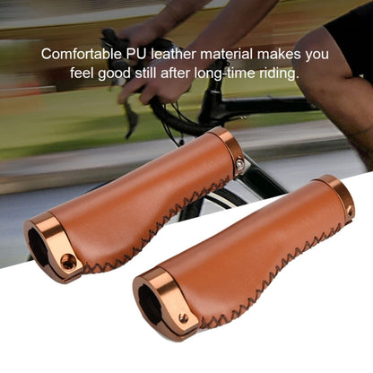 1pair Bicycle Non-Slip Leather Handlebar Grips Mountain Bike Vintage Handlebar Protector(Black) - Bicycle Grips by buy2fix | Online Shopping UK | buy2fix