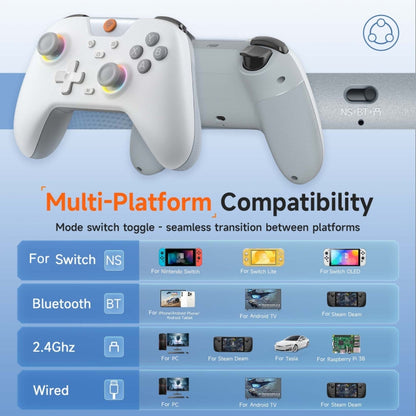 EasySMX X05 Wireless Gamepad Hall RGB Effect Controller For PC / Phone / Switch / Steam Deck(White) by EasySMX