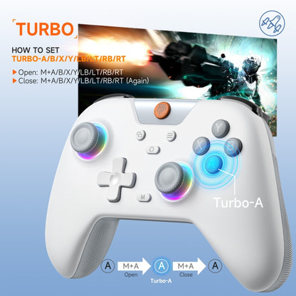 EasySMX X05 Wireless Gamepad Hall RGB Effect Controller For PC / Phone / Switch / Steam Deck(White) by EasySMX