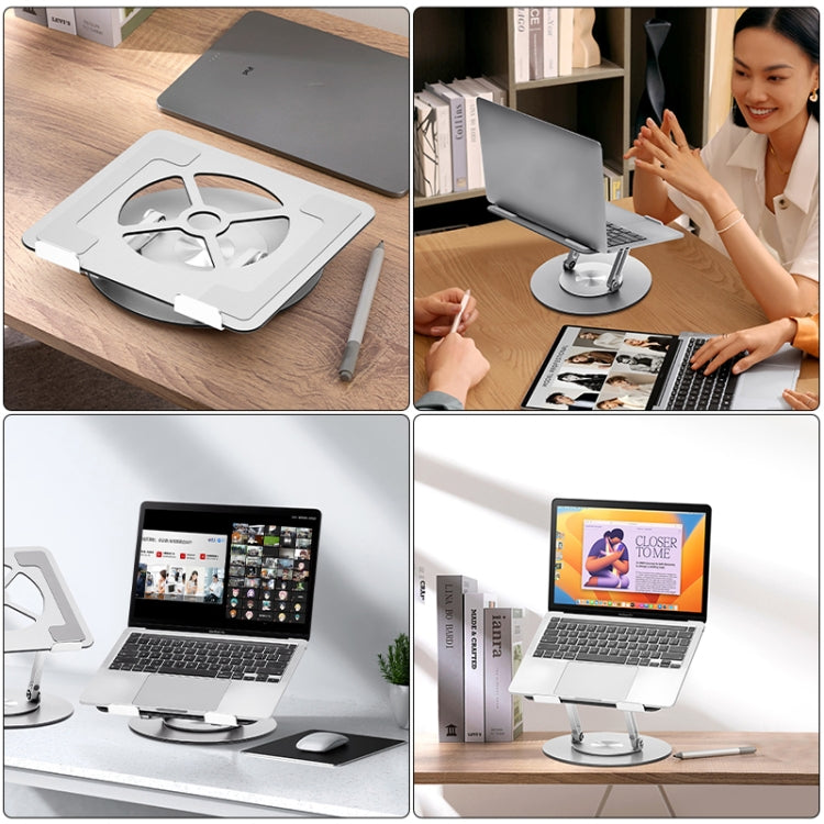 Aluminum Alloy Laptop Stand Notebook Riser with 360 Degree Rotating Base,(Silver) by buy2fix