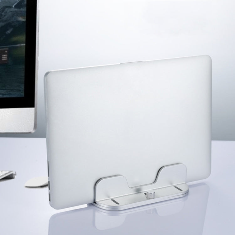 Single Slot Laptop Vertical Storage Stand Aluminum Alloy Adjustable Mobile Phone Tablet Desktop Holder, Size: Small Gray Black by buy2fix