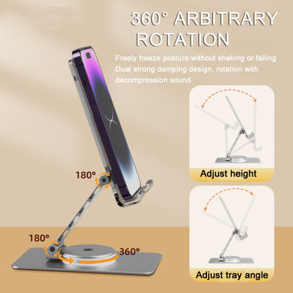 Acrylic Aluminum Alloy Mobile Phone and Tablet Stand Holder with 360-degree Rotating Base(Silver) - Desktop Holder by buy2fix | Online Shopping UK | buy2fix