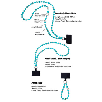Imitation Turquoise Beaded Mobile Phone Chain Pendant, Spec: Crossbody 118cm - Lanyards & Wrist Straps by buy2fix | Online Shopping UK | buy2fix
