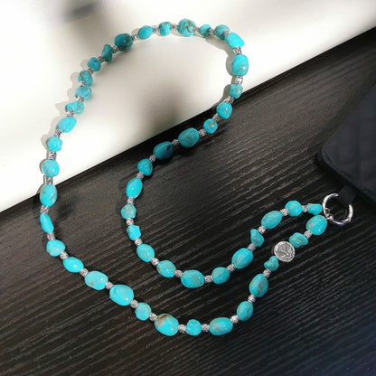 Imitation Turquoise Beaded Mobile Phone Chain Pendant, Spec: Crossbody 118cm - Lanyards & Wrist Straps by buy2fix | Online Shopping UK | buy2fix