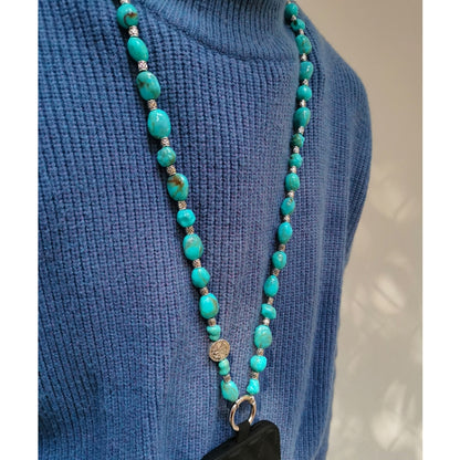 Imitation Turquoise Beaded Mobile Phone Chain Pendant, Spec: Crossbody 118cm - Lanyards & Wrist Straps by buy2fix | Online Shopping UK | buy2fix