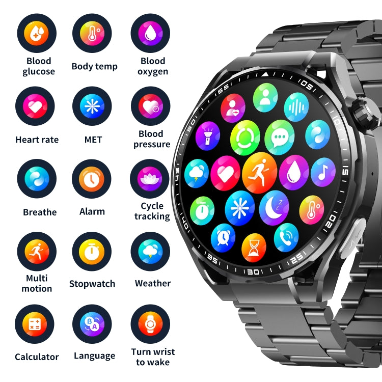 F200 Smart Health Watch ECG Electrocardiogram Blood Sugar Monitoring 1.55 Inch Round Screen, Color: Black Brown Leather by buy2fix