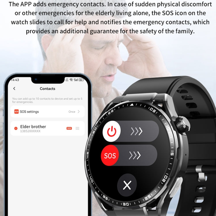 F200 Smart Health Watch ECG Electrocardiogram Blood Sugar Monitoring 1.55 Inch Round Screen, Color: Black Brown Leather by buy2fix