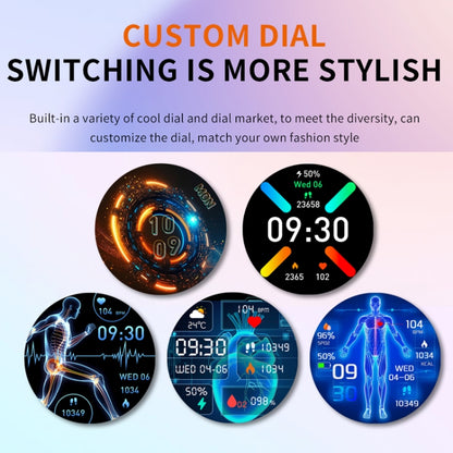 F200 Smart Health Watch ECG Electrocardiogram Blood Sugar Monitoring 1.55 Inch Round Screen, Color: Black Leather by buy2fix