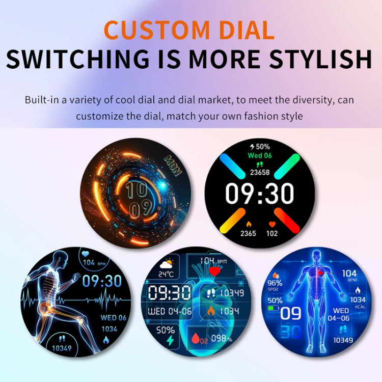 F200 Smart Health Watch ECG Electrocardiogram Blood Sugar Monitoring 1.55 Inch Round Screen, Color: Black Milan by buy2fix