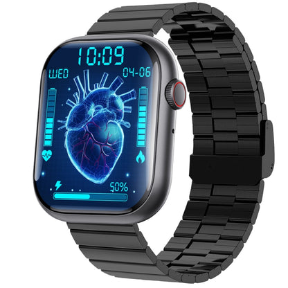 F70 2.1 Inch Screen Smart Watch With Blood Sugar/Blood Oxygen Monitoring /SOS Alarm/100+ Sports Modes, Color: Black Bamboo by buy2fix