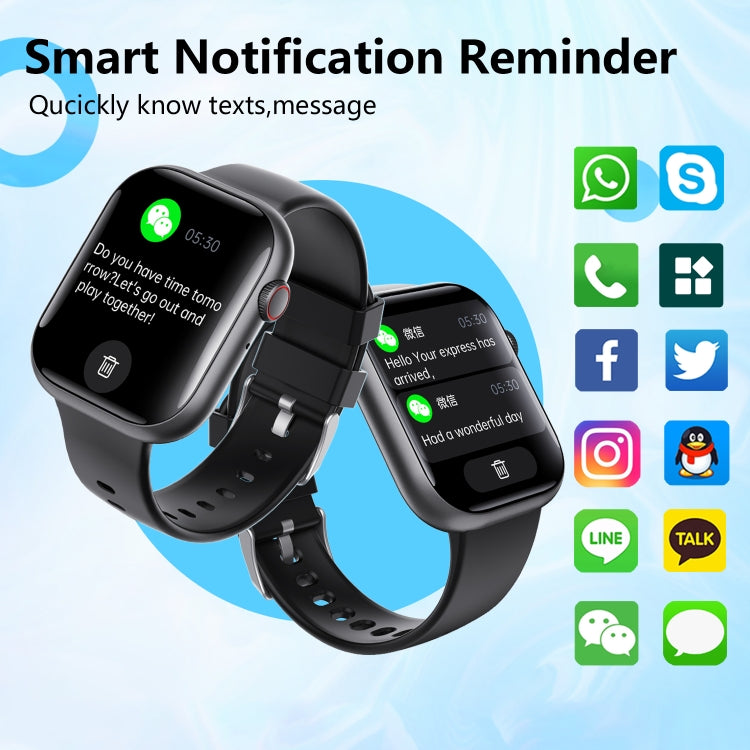 F70 2.1 Inch Screen Smart Watch With Blood Sugar/Blood Oxygen Monitoring /SOS Alarm/100+ Sports Modes, Color: Black Gray by buy2fix