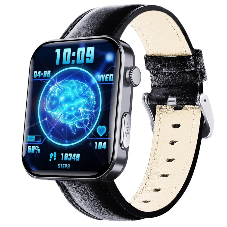 F300 2.1-Inch Screen Smart Watch Supports Bluetooth Calls/ECG/Blood Composition Analysis/50+ Sports Modes, Color: Black Leather by buy2fix