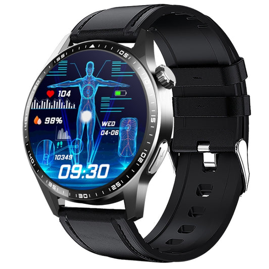 F400 1.55 Inch Screen Smart Watch Support ECG/ Blood Oxygen / Blood Sugar / 150+ Sports Mode, Color: Black Leather by buy2fix