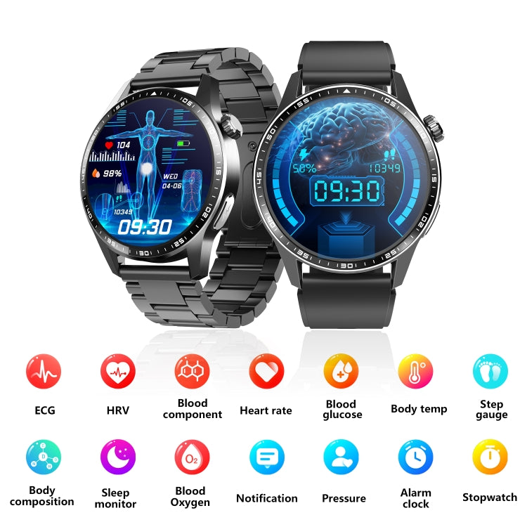 F400 1.55 Inch Screen Smart Watch Support ECG/ Blood Oxygen / Blood Sugar / 150+ Sports Mode, Color: Black Leather by buy2fix