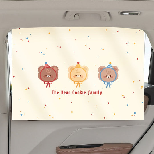 Suction Cup Car Sunshade Children Rear Side Window Insulation Sunscreen Cartoon Car Curtain, Style: Hat Bear