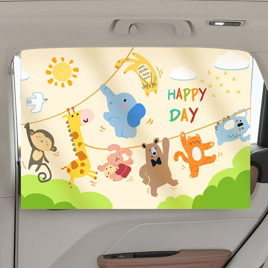 Suction Cup Car Sunshade Children Rear Side Window Insulation Sunscreen Cartoon Car Curtain, Style: Swing