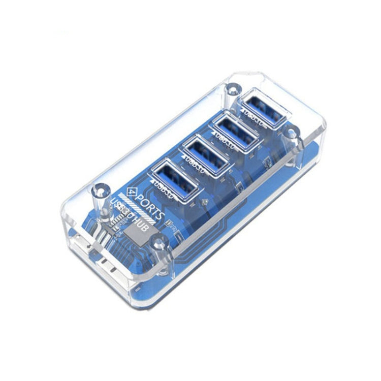 4 x USB 3.0 HUB 5Gbps Transparent Docking Station USB Adapter Splitter(Rectangle) by buy2fix